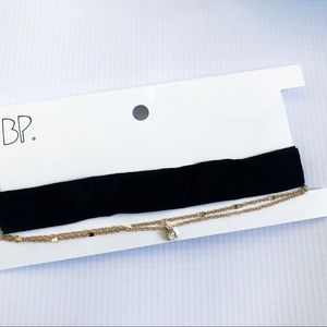 NWT BP Nordstrom velvet gold crystal choker set